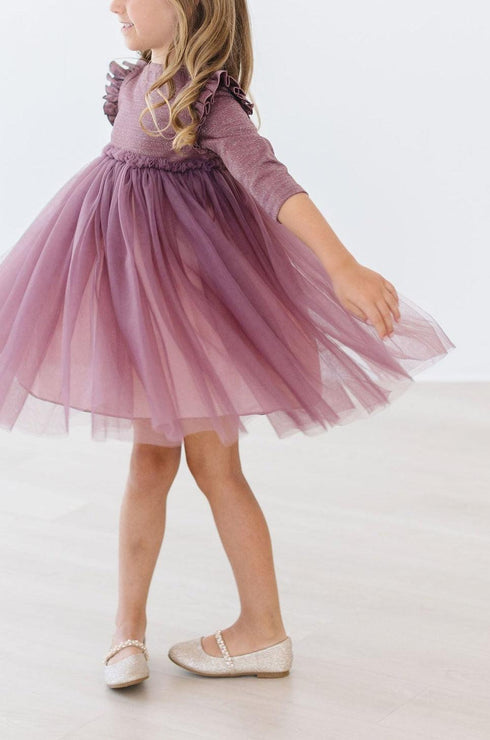 mauve-shimmer-3-4-sleeve-tutu-dress Mila & Rose - Sophia's Style-4